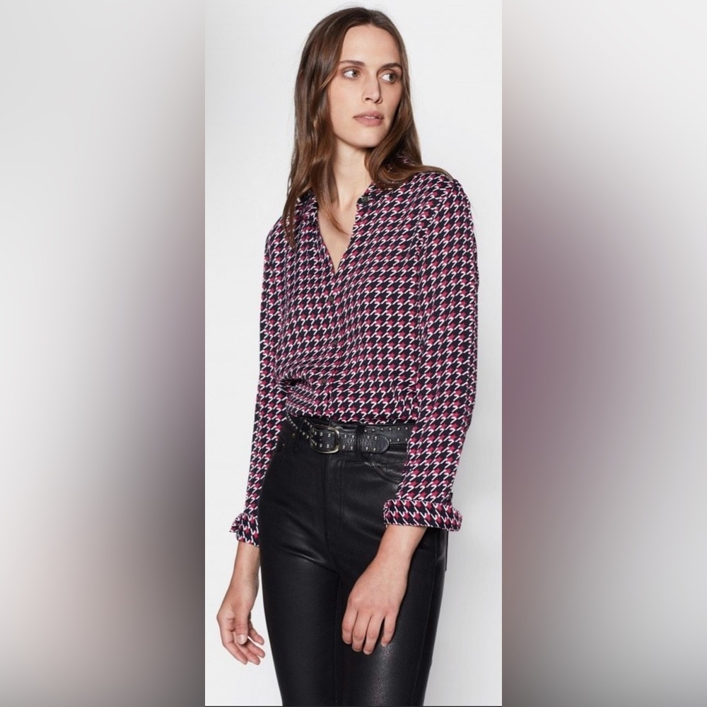Equipment - Leema Button Down Shirt in Amaranth Multi - SizeM/M - NWOT